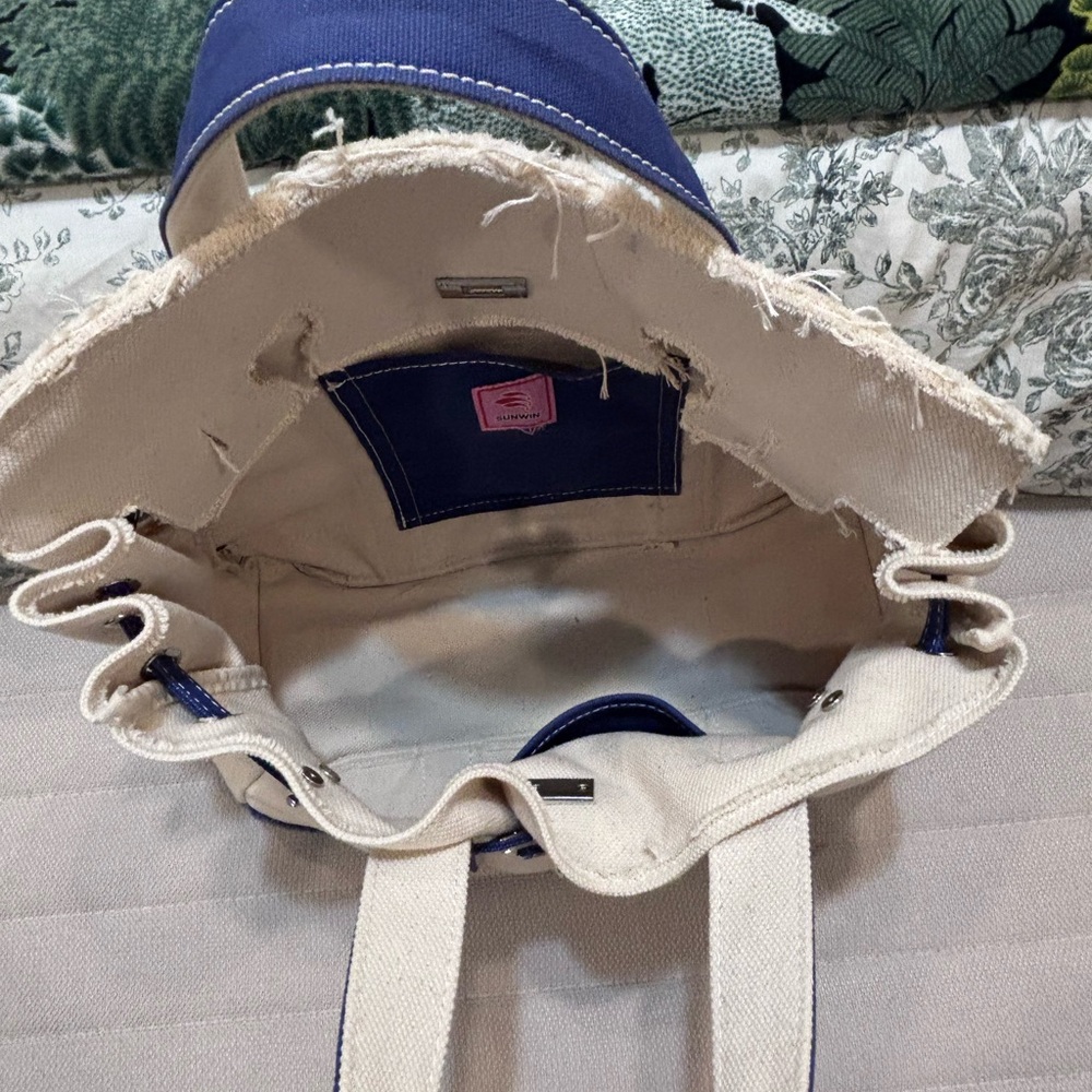 Canvas Boatkin Bag with Blue Trim - Picture 5 of 8
